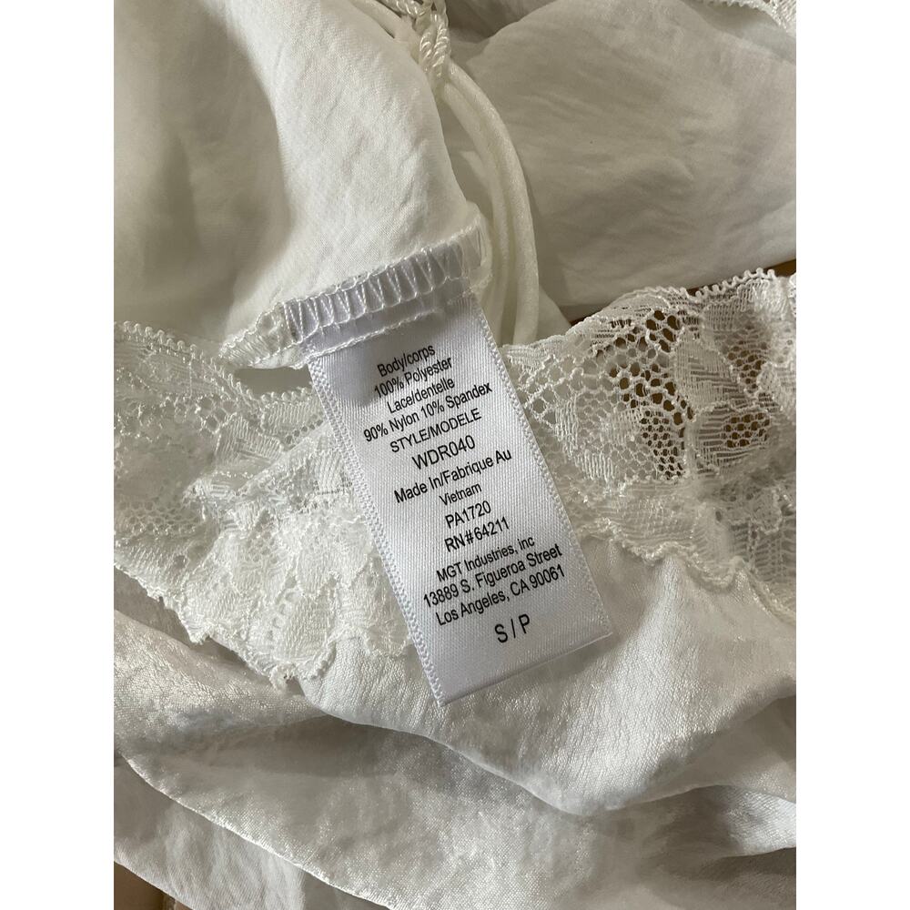 NWT in Bloom by Jonquil White Spaghetti Strap Lace Trim Tank Top Size Small - Picture 7 of 7